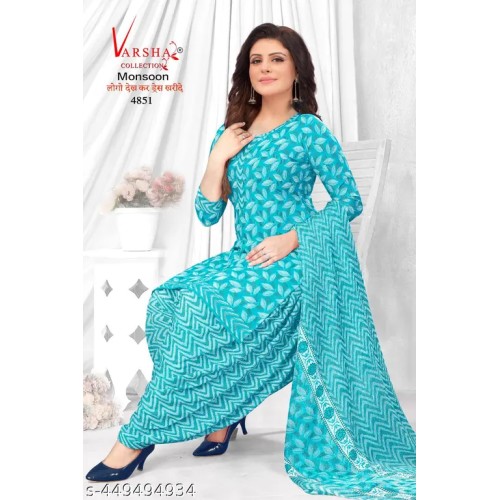 Polyster/Crepe fabric-Floral Print Geometric Stripe Dress Material