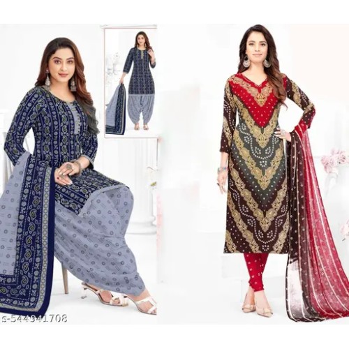 Dress Material/Salwar Suit Material/Patiala Suit SIMPLYETHNIC Multicolor Crepe Printed Unstitched Salwar Suit Material(Combo of 2)